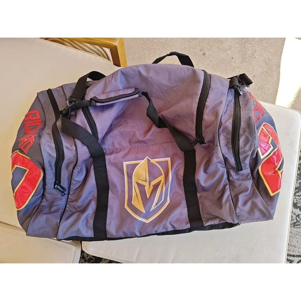 Vegas Golden Knights Football CCM Duffle Bag Gray Large Personalized Richard 20